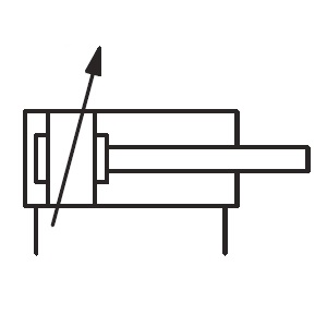 Double-acting cylinder with adjustable stroke and cushioning on both sides symbol